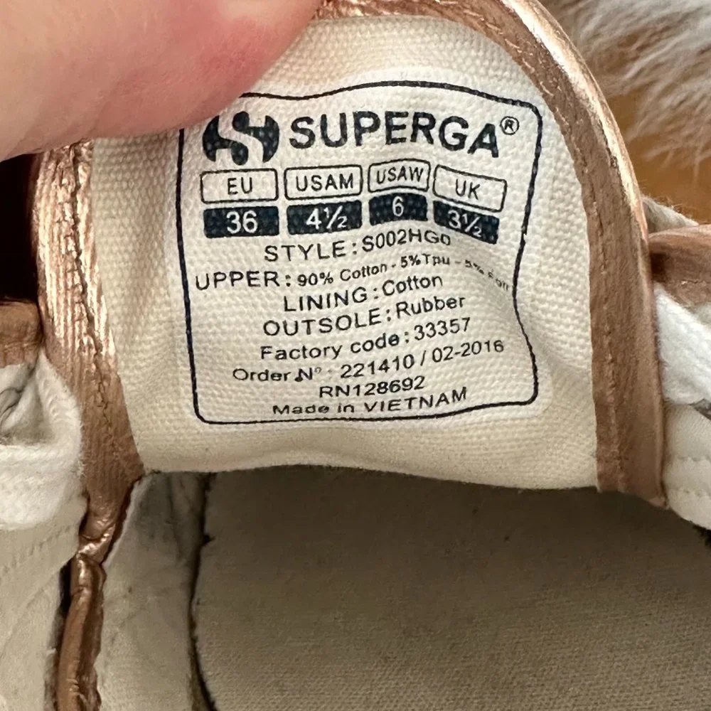 Superga Cotmetu Sneakers Tennis Shoes Rose Gold Metallic #S002HG0 - EU 36 / US 6